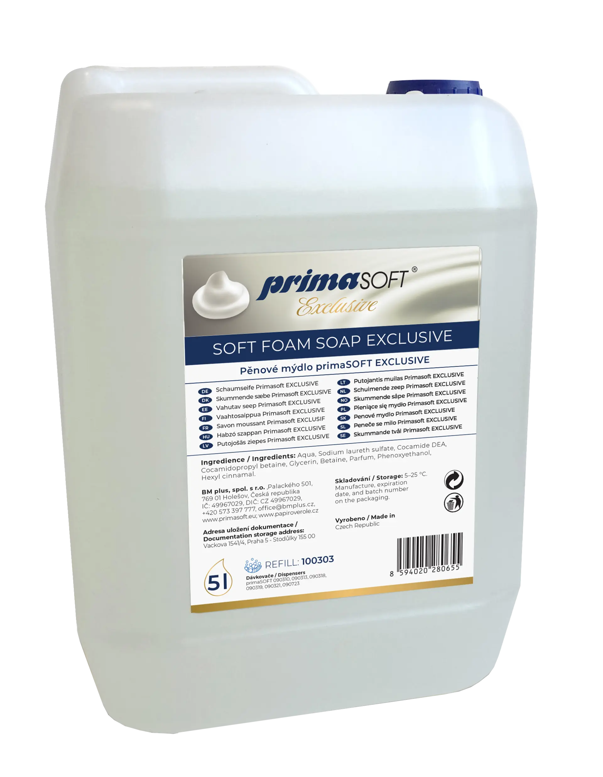 18 – PrimaSoft Exklusive Schaumseife, Aloe Vera, 5 l, weiß